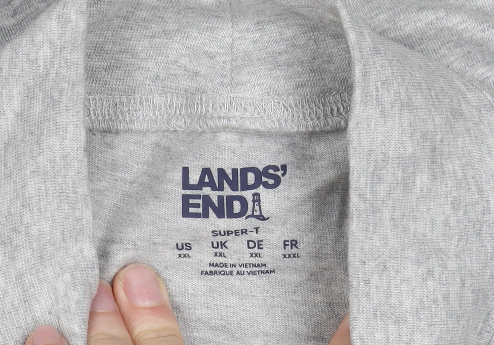 Lands' End Men's Grey 2XL Pullover Sweatshirt Mock Neck Jersey
