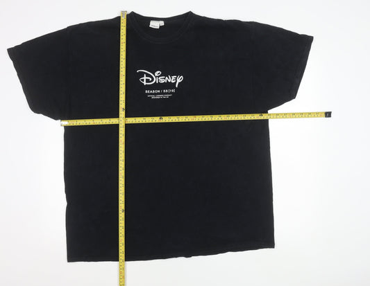 Disney Men’s Black 2XL Glow in Dark Logo Graphic T-Shirt