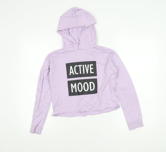 Destination Girls Purple Pullover Hoodie Size 146 Logo Print Casual