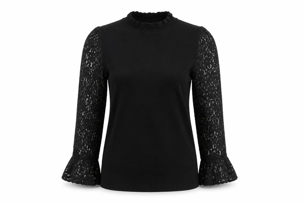 Oasis Women’s Black Lace Sleeve Tunic Blouse Size S
