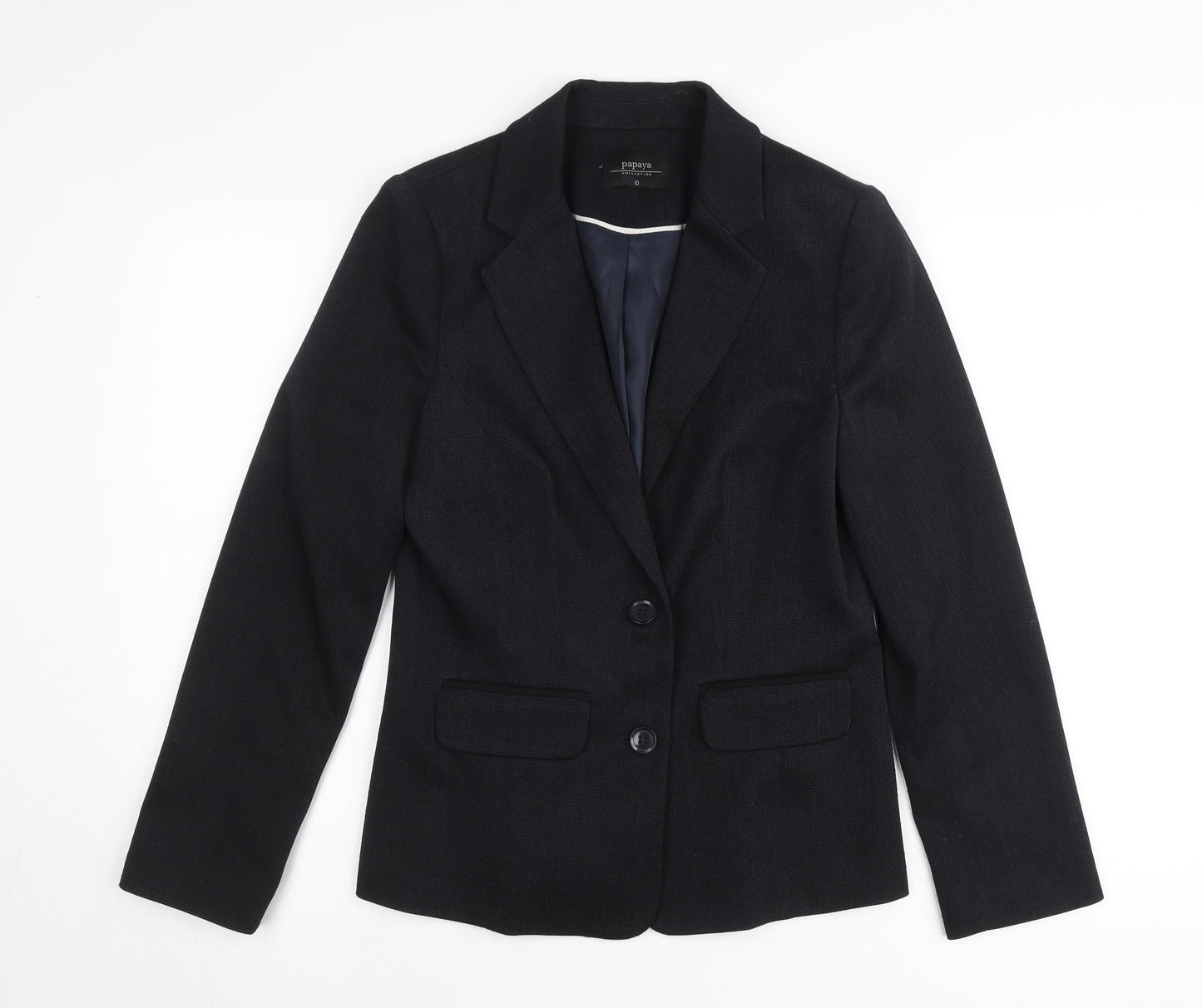 Papaya Women Black Size 10 Tailored Polyester Suit Jacket Blazer