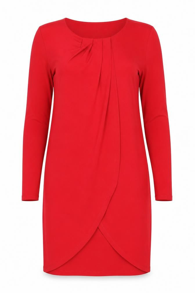 Front view of Roman Women’s Red, size UK 10, Wrap Dress Knee Length Long Sleeve