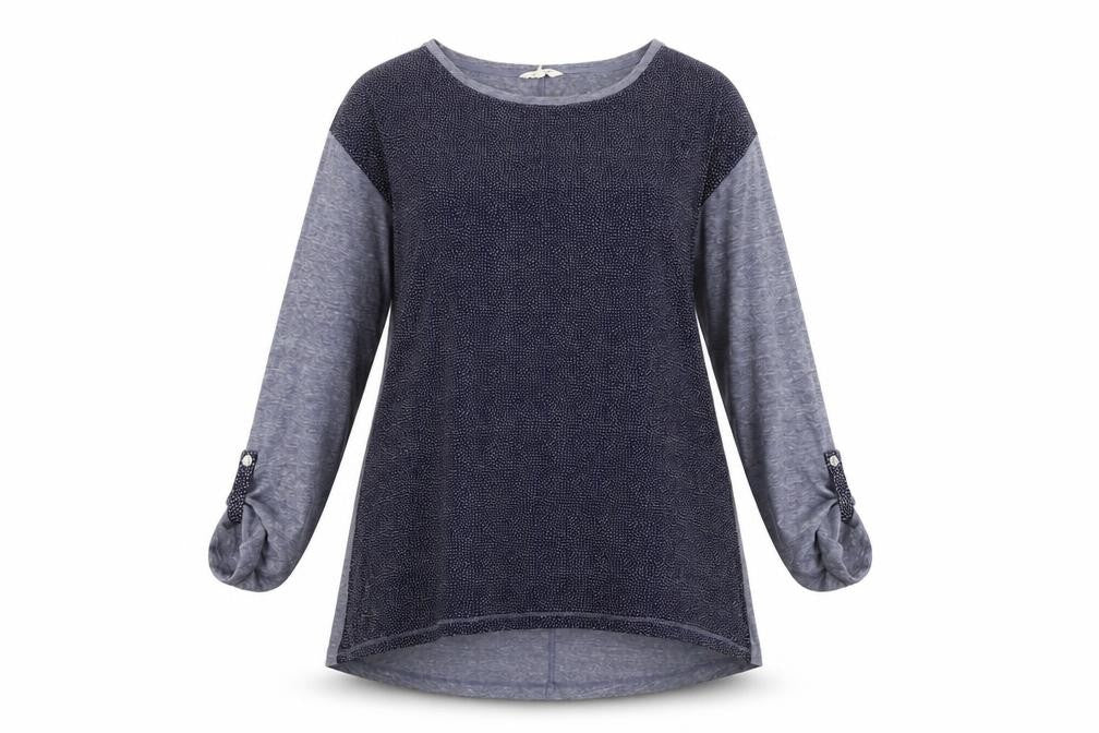 White Stuff Womens Blue Polka Dot Tunic Jumper Size Regular 3/4 Sleeve