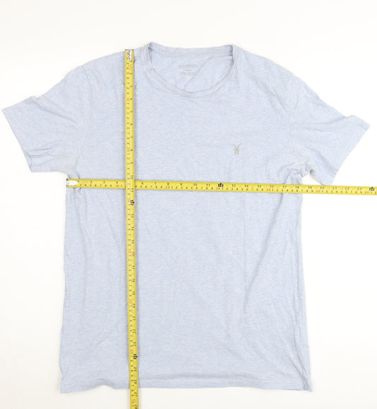 AllSaints Women Blue Small Cotton Basic Short Sleeve T-Shirt