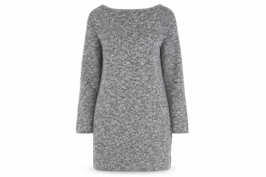 New Look Women’s Grey Cotton Tunic Jumper Size 6 Scoop Neck