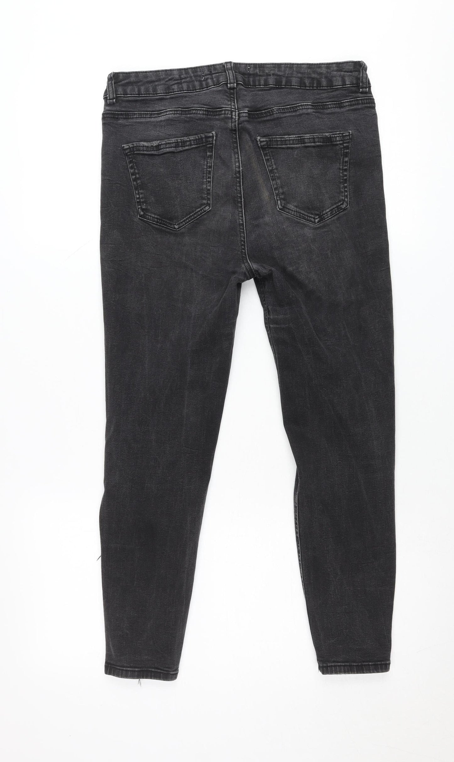 New Look Women Black Skinny Distressed Jeans UK 14 Jenna