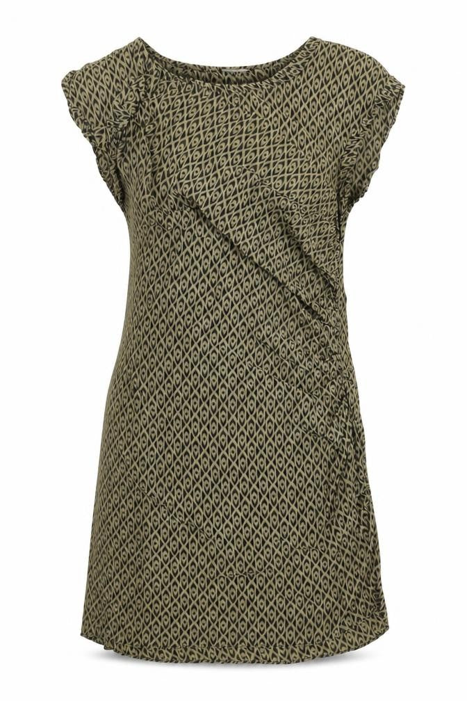 Country Road Women Green Silk Shift Dress Size S Sleeveless Geometric