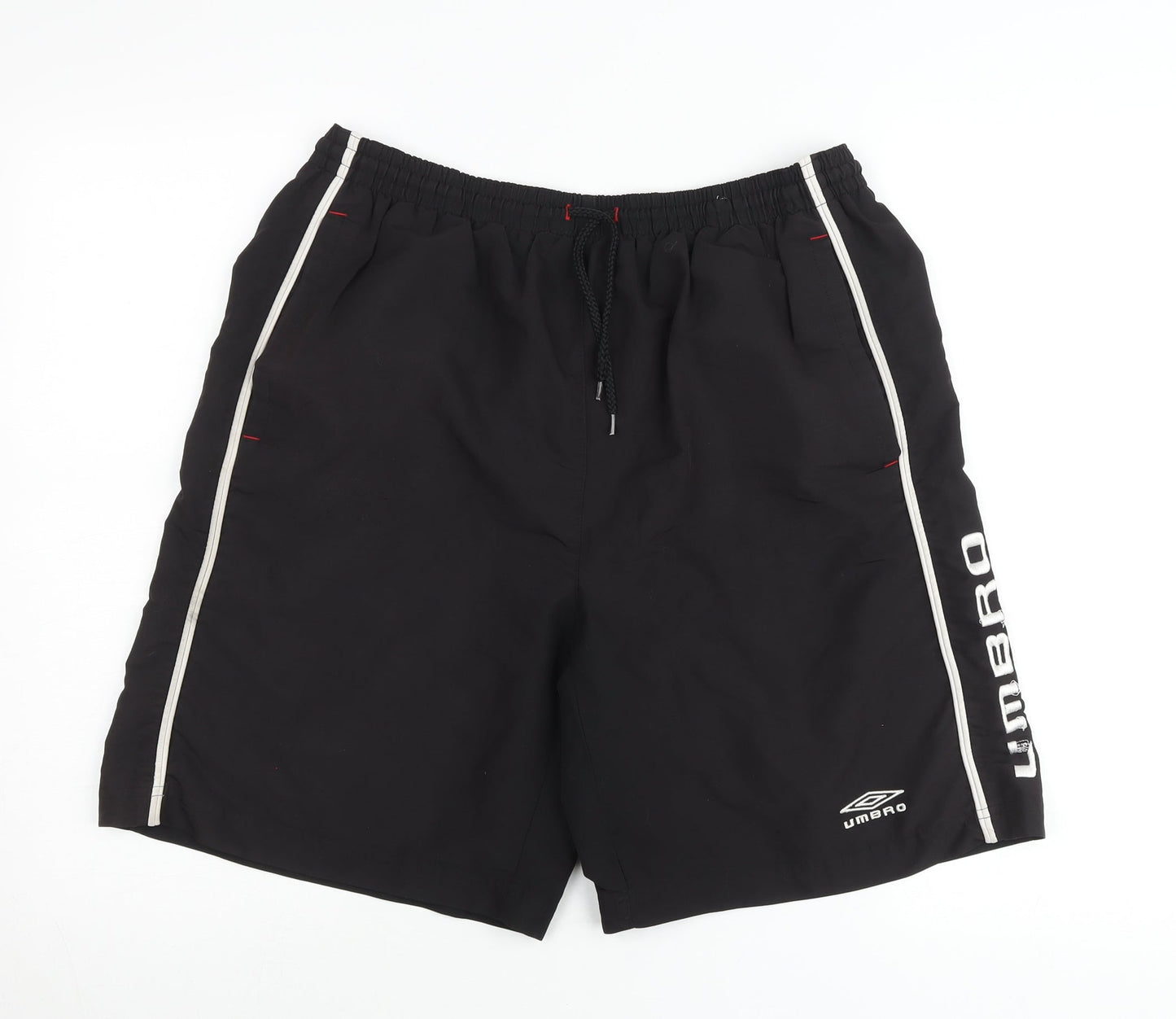 Umbro Men’s Black Sports Shorts L Elastic Waist Drawstring