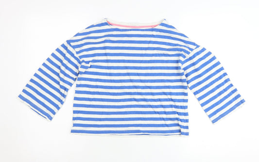 Boden Teens Blue Striped 3/4 Sleeve Cotton T-Shirt Size 12