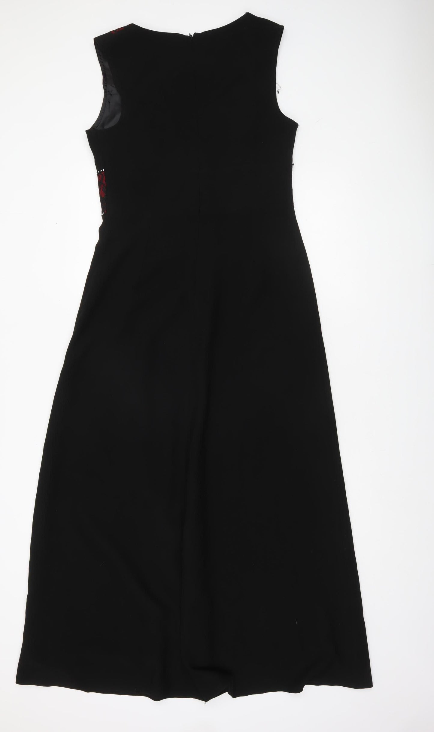 Yilmaz Cemden Womens Black Red Lace Midi A-Line Sleeveless Dress Size 12