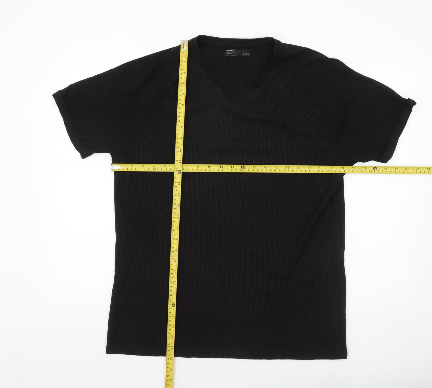 Bershka Men’s Black XL Crew Neck Short Sleeve Cotton T-Shirt