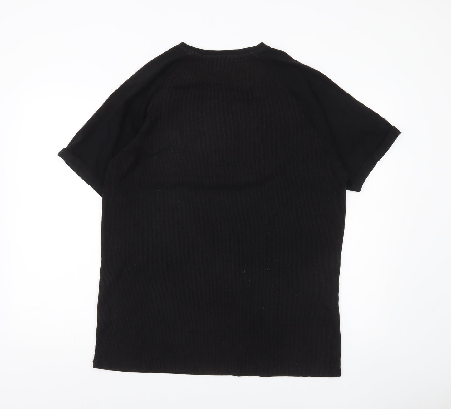 Bershka Men’s Black XL Crew Neck Short Sleeve Cotton T-Shirt