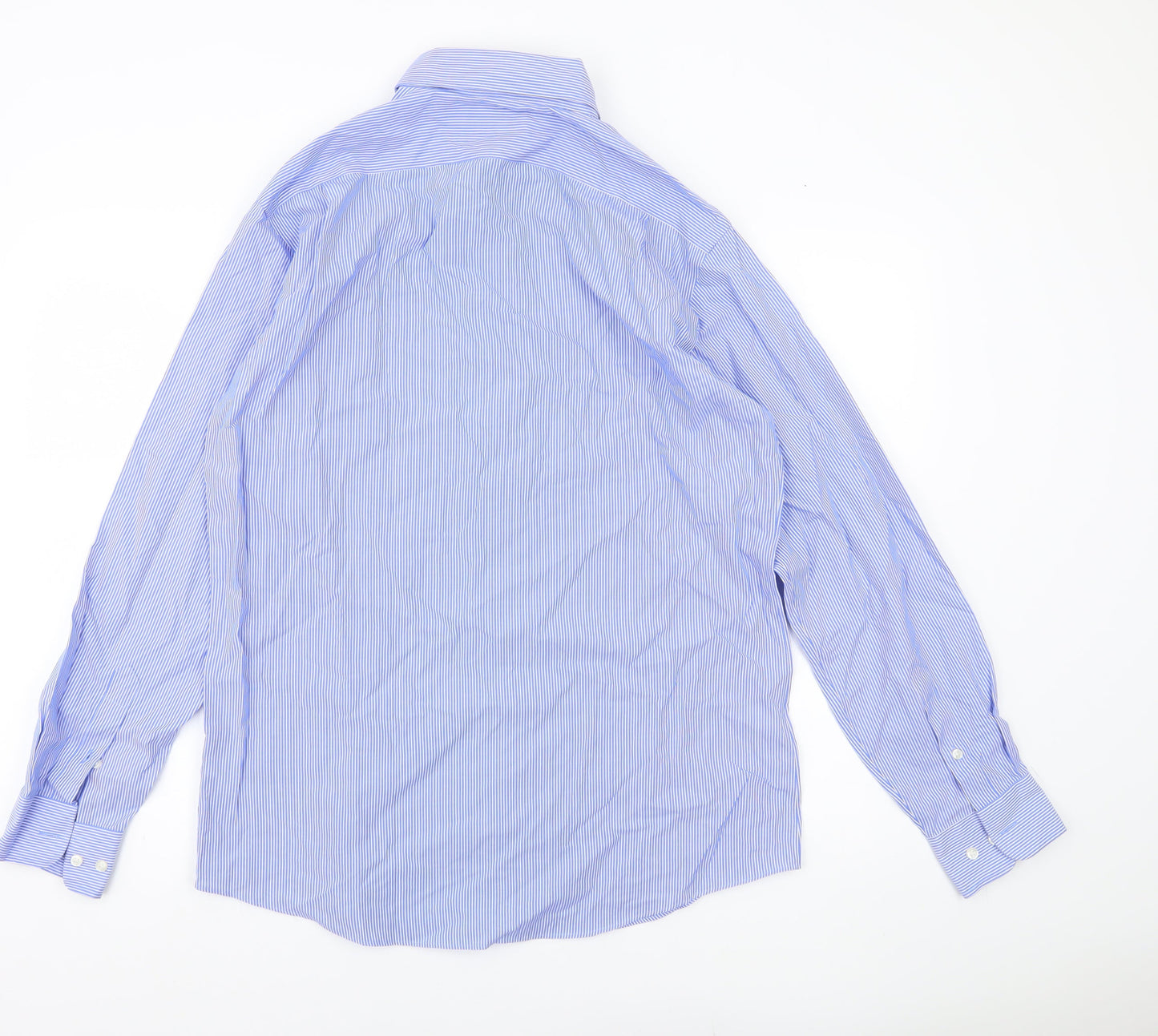 Kirkland Signature Men’s Blue Striped Shirt Size 16 Slim Fit Long Sleeve