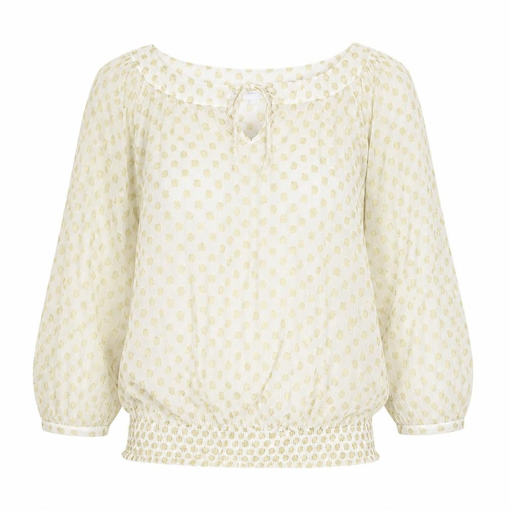 Rocha John Rocha Womens Ivory Polka Dot Sheer Blouse Size 10