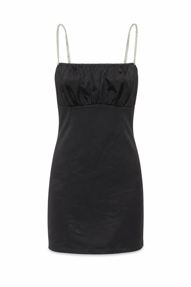 Motel Womens Black XS Bodycon Short Dress Rhinestone Strap