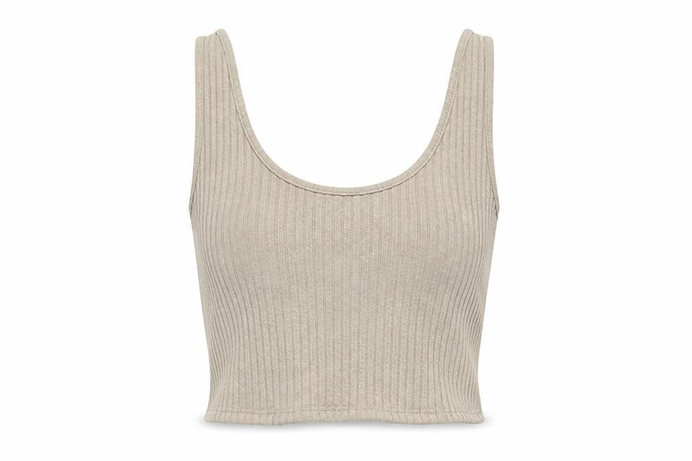 Zara Trafaluc Women’s Beige Cropped Tank Top Size 8 Sleeveless Tie Front
