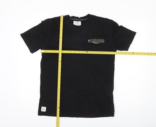 Size? Men's Black Cotton Crew Neck Camouflage Pocket T-Shirt M