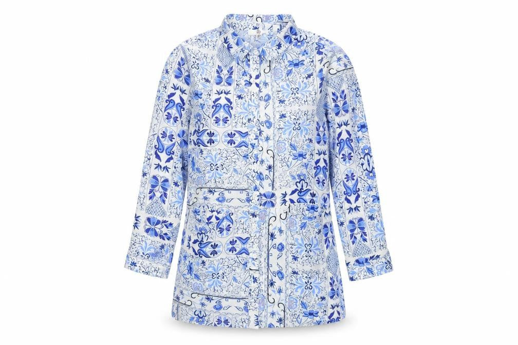 Missguided Womens Blue Bohemian Floral Viscose Tunic Shirt UK 10