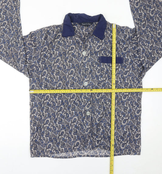 Invicta Womens Blue Paisley Collared Button-Up Shirt M