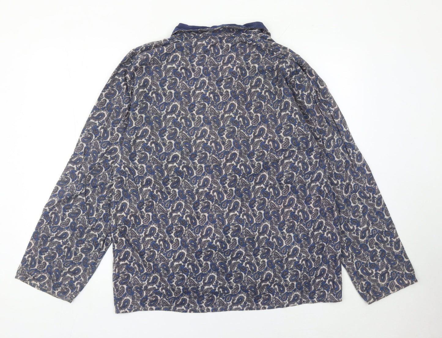 Invicta Womens Blue Paisley Collared Button-Up Shirt M