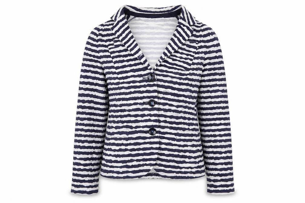 Cotswold Collections Women Blue White Striped Blazer Size 16