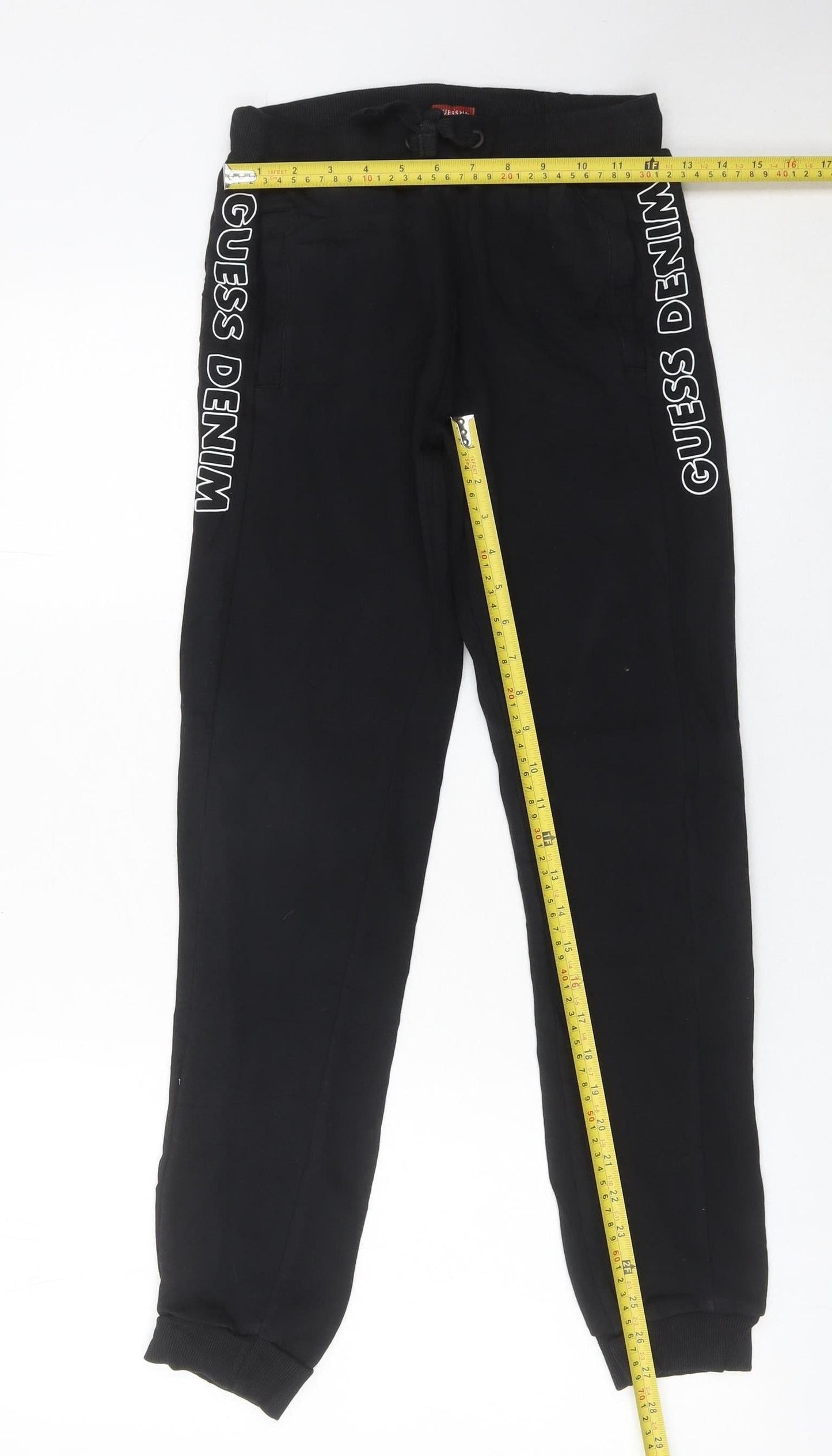 Guess Boys Black Jogger Trousers Age 12 Years Logo Side Stripe