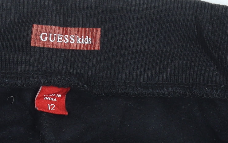 Guess Boys Black Jogger Trousers Age 12 Years Logo Side Stripe
