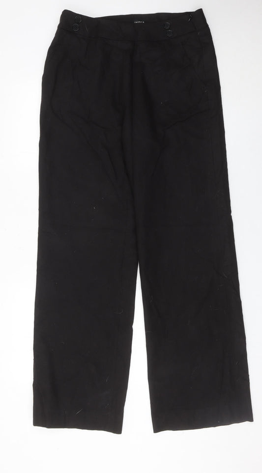 Jaeger Womens Black Wool Blend Straight Leg Trousers UK 12