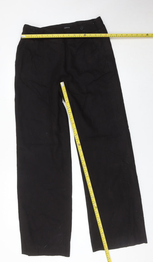 Jaeger Womens Black Wool Blend Straight Leg Trousers UK 12