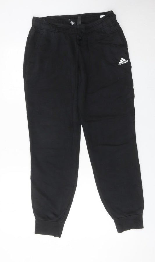 Adidas Womens Black Jogger Trousers UK 12-14 Cotton Blend