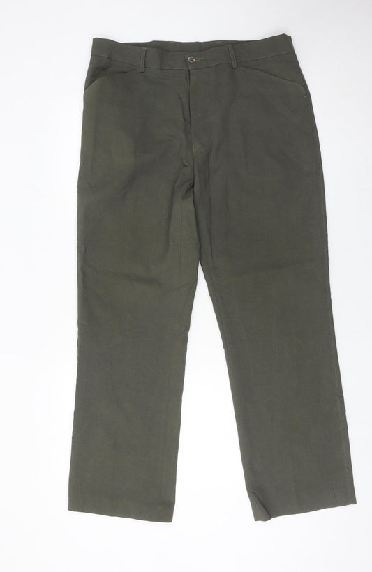 Farah Men’s Green Chino Trousers Size 34W 29L Straight Leg