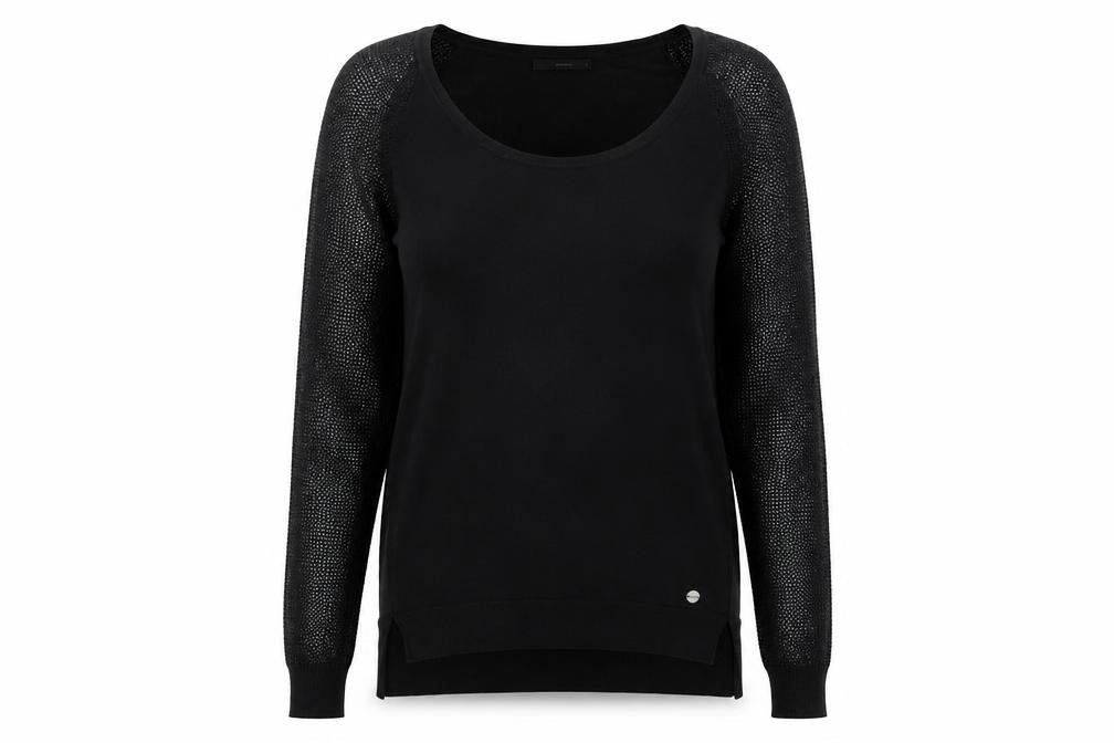 Front view of LPB Woman Black Scoop Neck jumper, size M, Long Sleeve