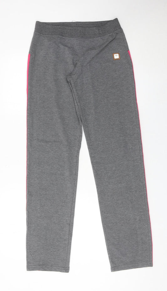 Adidas Womens Grey Jogger Trousers M Sports Stripe Casual Comfort