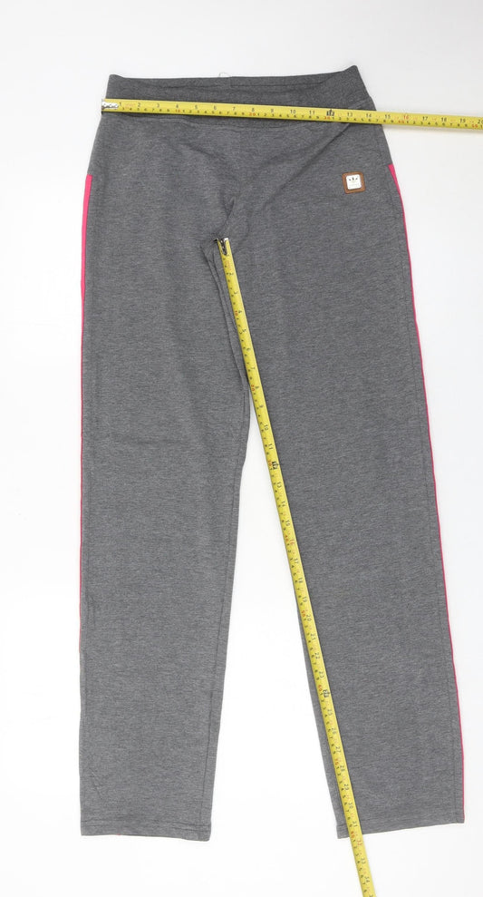 Adidas Womens Grey Jogger Trousers M Sports Stripe Casual Comfort