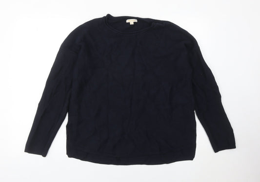 Barbour Women Blue Cotton Crew Neck Jumper Size 10 UK Pullover Knitwear