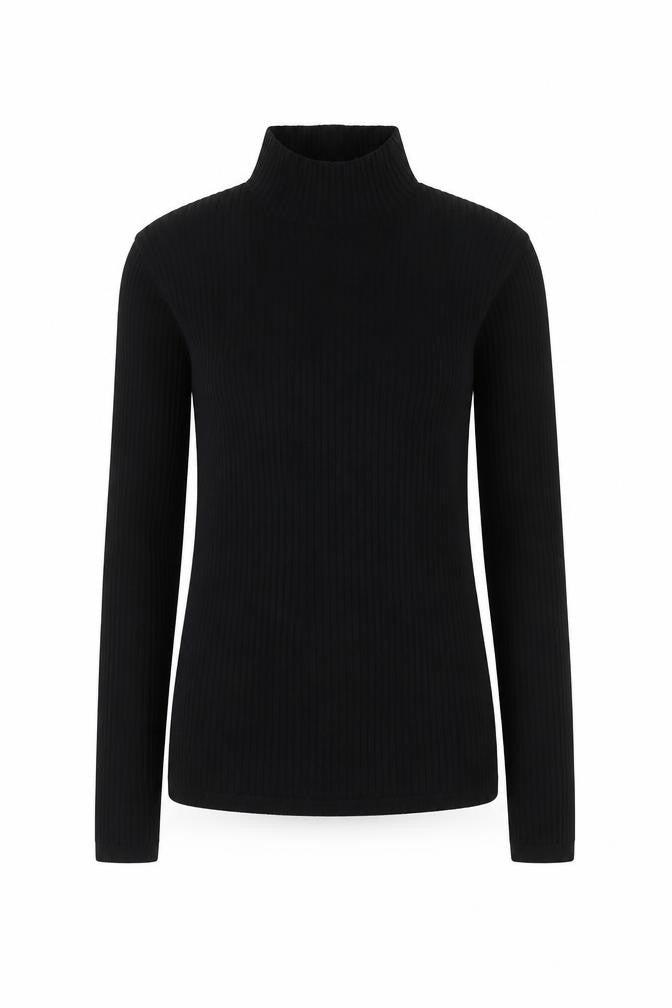 Babaton Women’s Black XS Mock Neck Slim Fit Pullover Jumper
