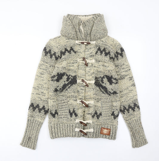 Superdry Womens Beige Geometric Knit Cardigan Jumper Small