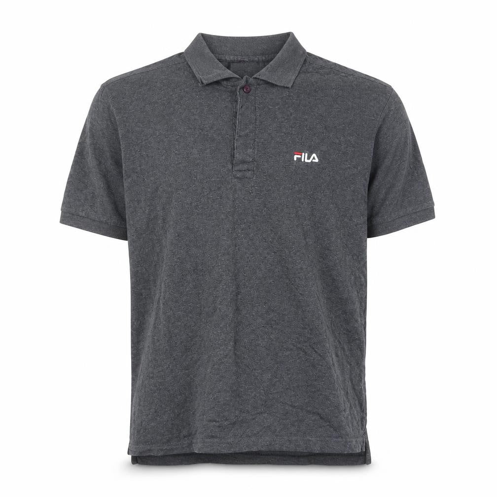 Fila Men's Grey Polo Shirt Size M Regular Fit Cotton Short Sleeve