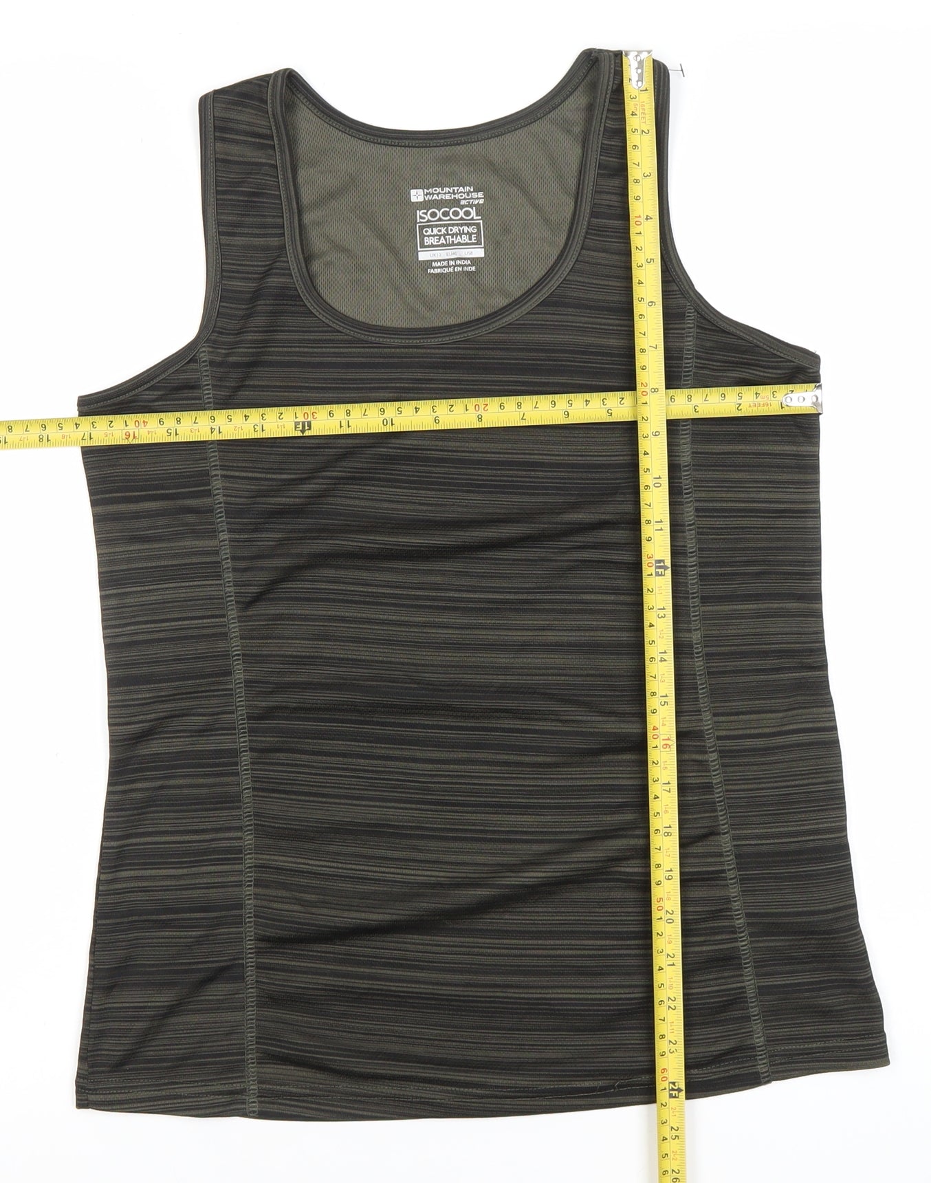 Mountain Warehouse Women’s Green Striped Tank Top Size 12 Quick Dry Activewear