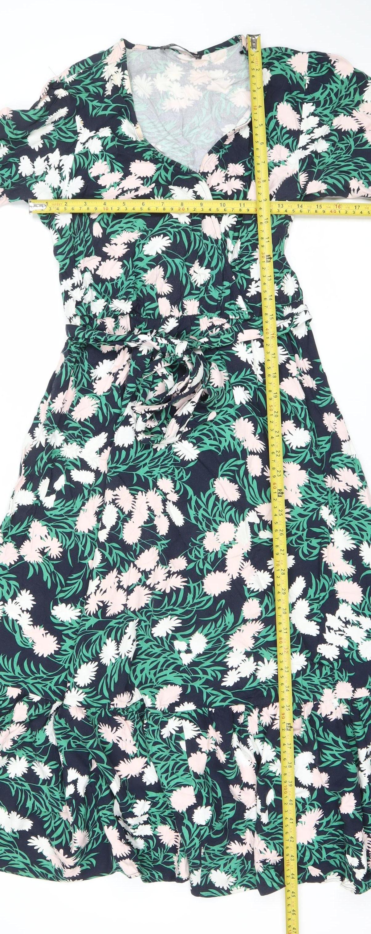 Marks and Spencer Women's Multicoloured Size 8 Floral Midi Fit & Flare Dress