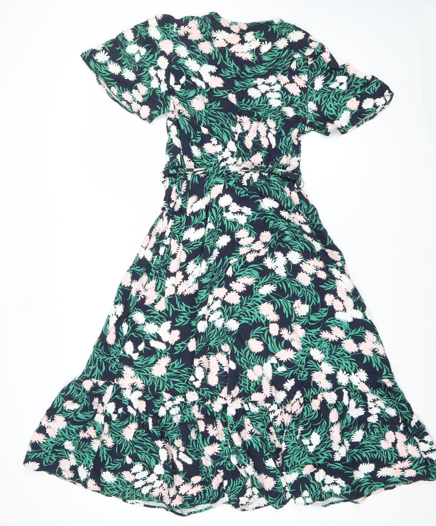 Marks and Spencer Women's Multicoloured Size 8 Floral Midi Fit & Flare Dress