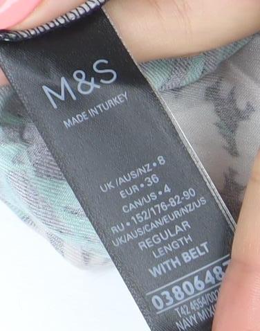 Marks and Spencer Women's Multicoloured Size 8 Floral Midi Fit & Flare Dress