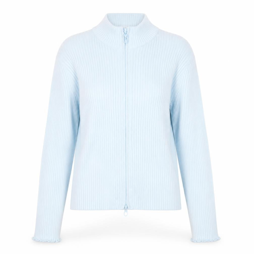 Marks and Spencer Teens Blue Full Zip Ribbed Knit Jumper Size 14