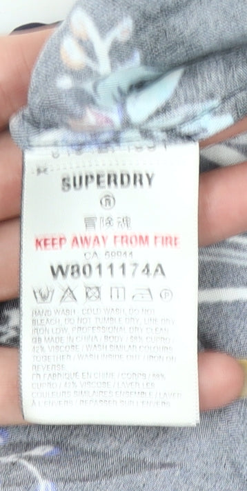 Superdry Womens Blue Tigers Print Shift Dress Size 12 Long Sleeve