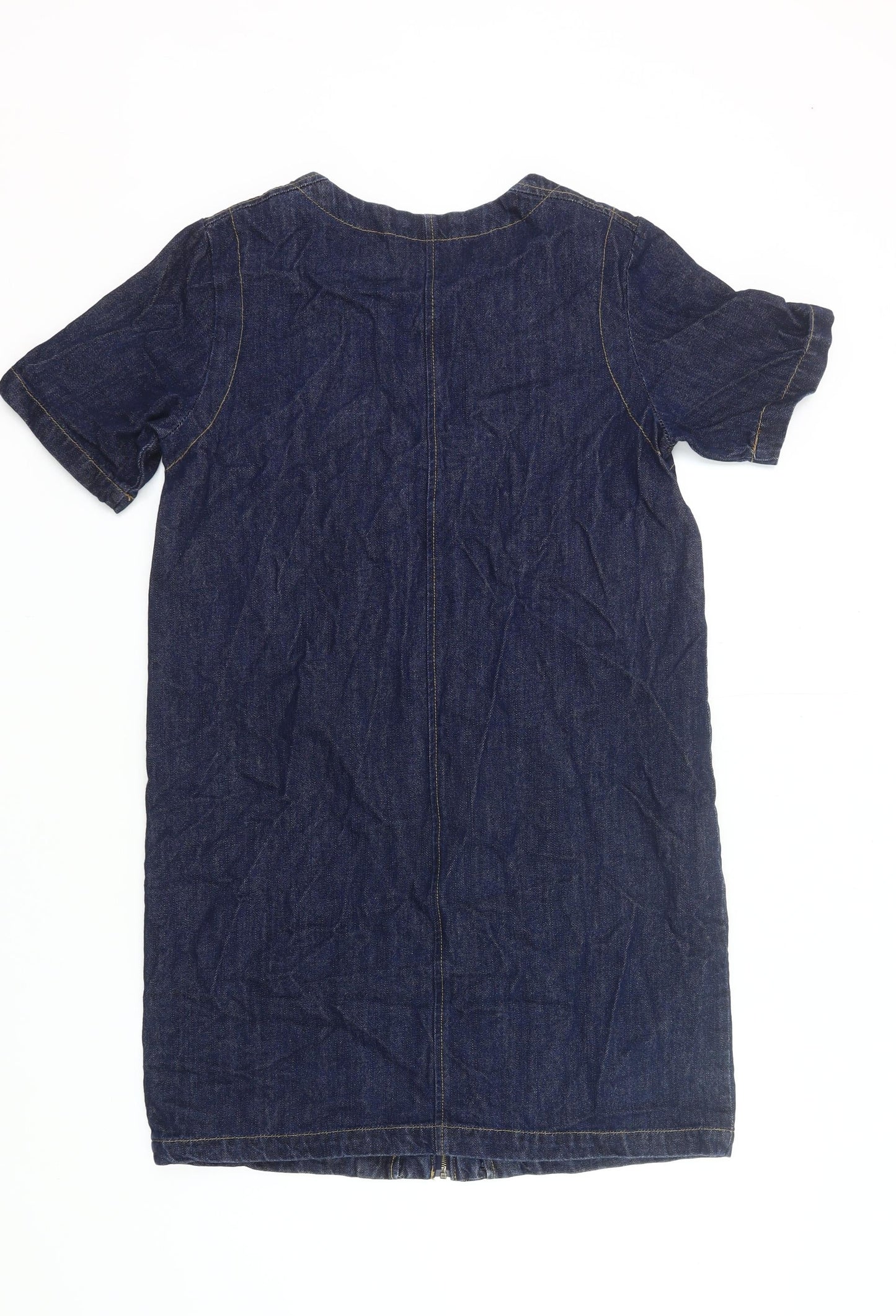 Very Women’s Blue Denim Knee Length Zip Shirt Dress Size 10