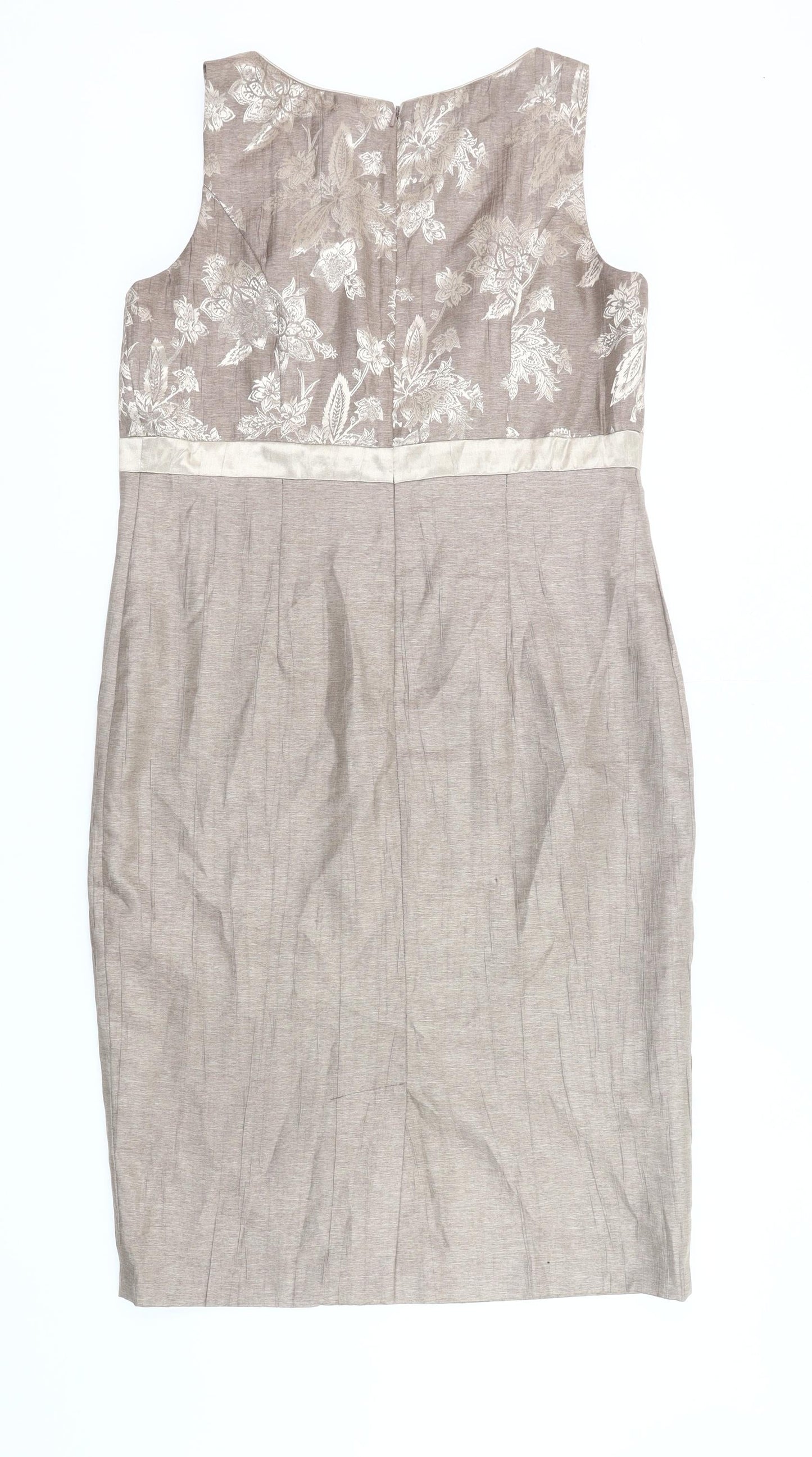 Roman Originals Women’s Beige Floral Sheath Dress Size 12 Sleeveless