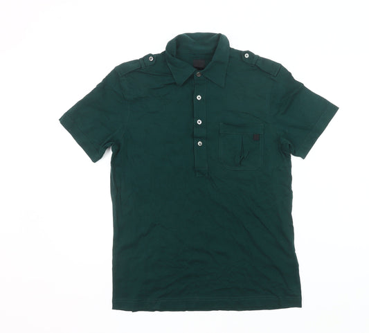 Pretty Green Men's Green Medium Polo Shirt Cotton Short Sleeve Casual