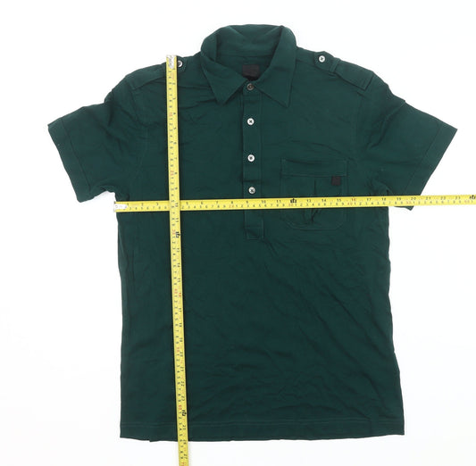 Pretty Green Men's Green Medium Polo Shirt Cotton Short Sleeve Casual