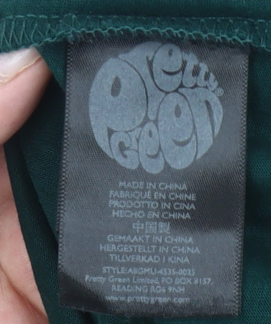 Pretty Green Men's Green Medium Polo Shirt Cotton Short Sleeve Casual