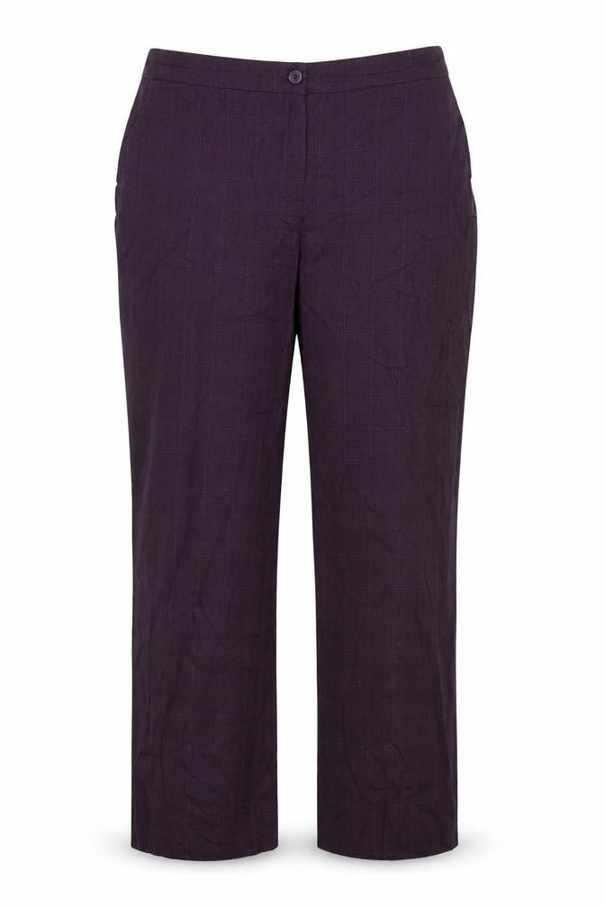 Front view of Maine New England Women’s Purple Check 16 Slim Straight Trousers